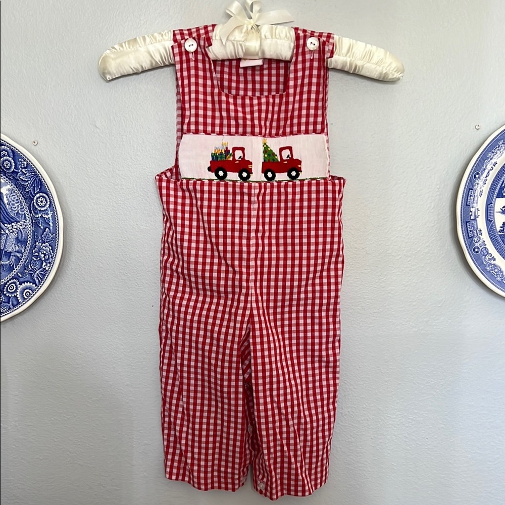 Red Gingham smocked outfit